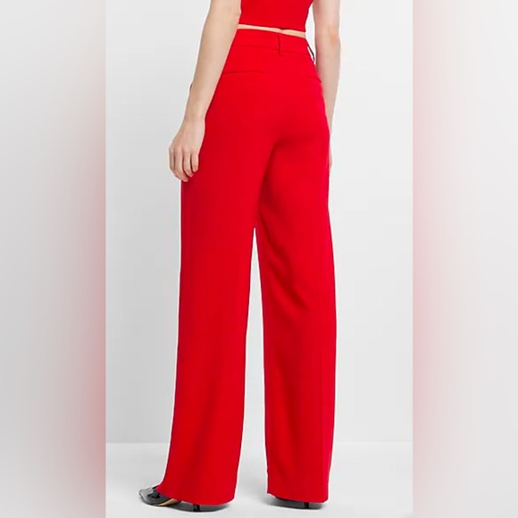 Express Editor Mid Rise Relaxed Trouser Pants Size 10S 10 S 10P LIPSTICK RED - Picture 3 of 10
